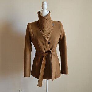 Babaton Aritzia Short Conner Pea Coat wool Cashmere Camel XS Preppy Classic